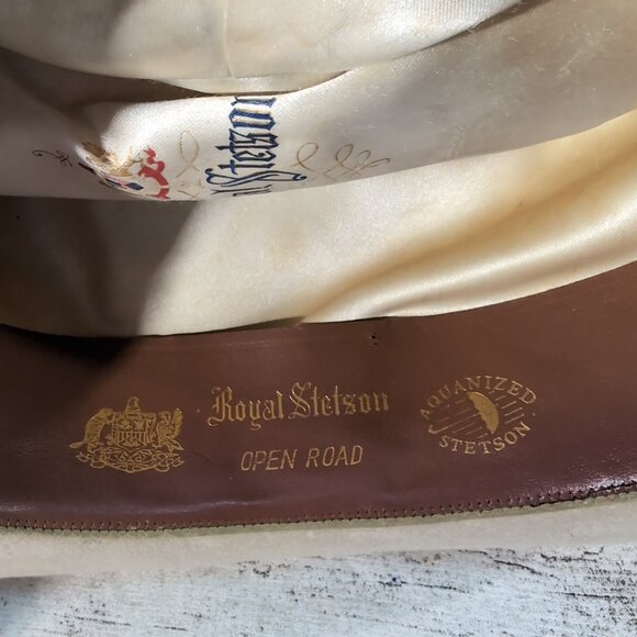 Vintage Royal Stetson Open Road Beige Felt Cowboy Hat – Men’s - Picture 10 of 10